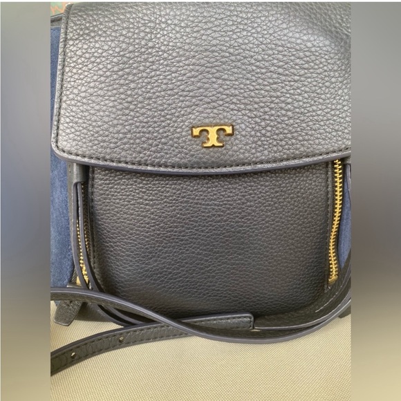 Tory Burch Bags Tory Burch Half Moon Crossbody Navy Blue Leather